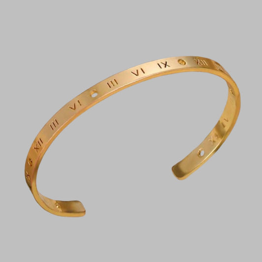 Roman Numerals Cuff Bangles, one size fits all.